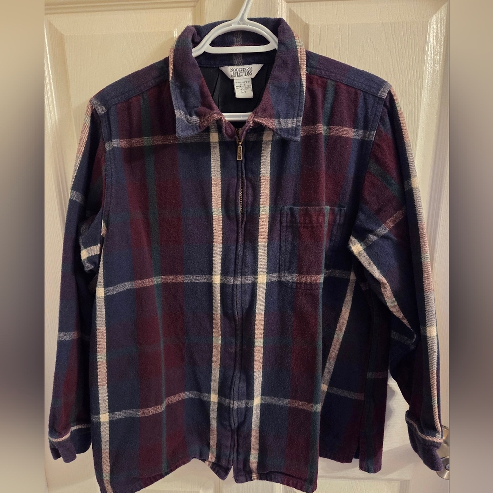 Northern Reflections Heavy Cotton Plaid Zip Shirt Jacket